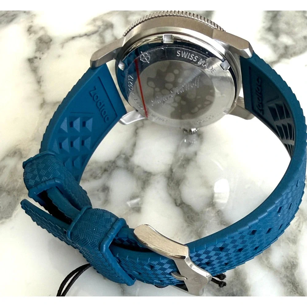 Zodiac Super Sea Wolf Automatic 200M Teal Blue Dial Rubber Strap Watch ZO9217